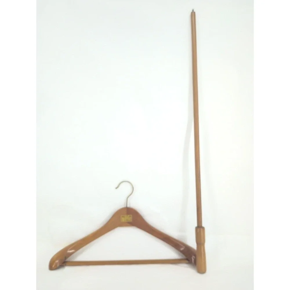 VTG Fitwell Wooden Suit Hanger Detachable Extension Reach Pole RARE  GERMANY